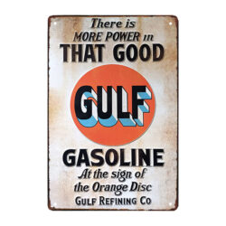 letrero de metal vintage de gulf gasoline