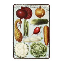 pub de verduras con placa de metal