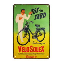 pub de bicicletas con placa de metal