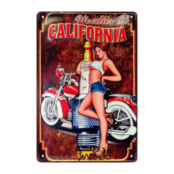 placa metalica vintage de pin up americana
