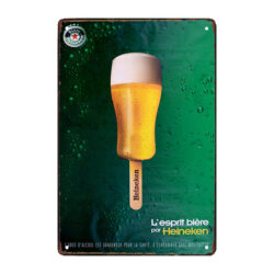 placa metalica publicitaria de cerveza heineken