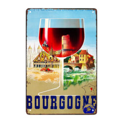 placa publicitaria de vino de metal