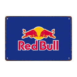 logotipo de red bull con placa de metal