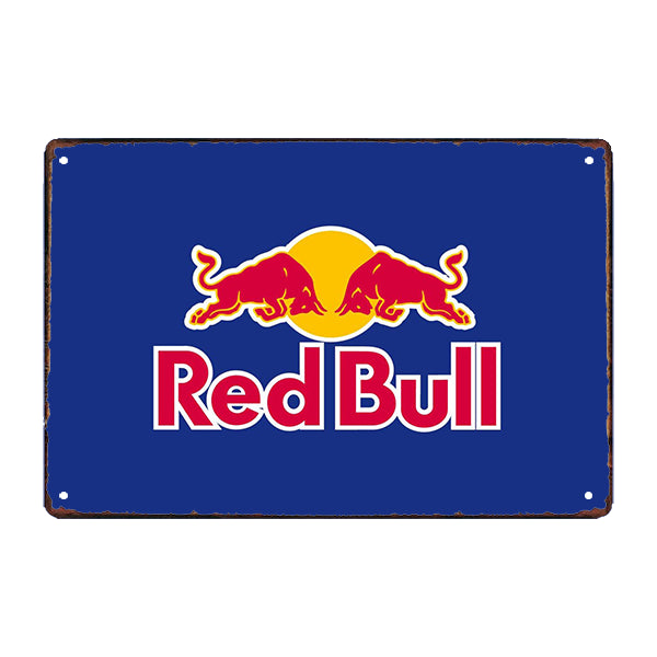 logotipo de red bull con placa de metal logotipo de red bull con placa de metal