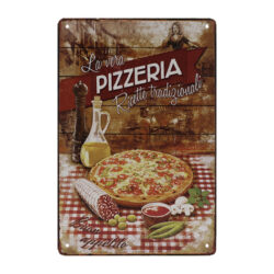 plato de pizzeria de metal