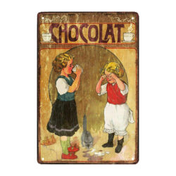 placa de metal de chocolate retro