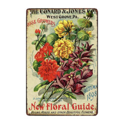 placa de metal con flores retro
