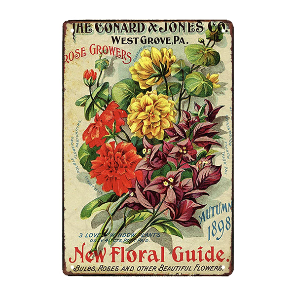 placa de metal con flores retro placa de metal con flores retro
