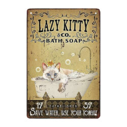 gato de jabon con placa de metal