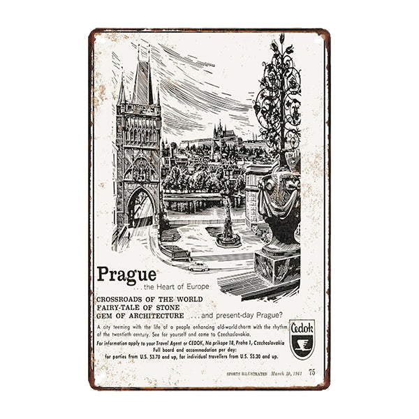 placa de metal de recuerdo de praga placa de metal de recuerdo de praga