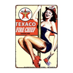 placa de metal de pin up de texaco
