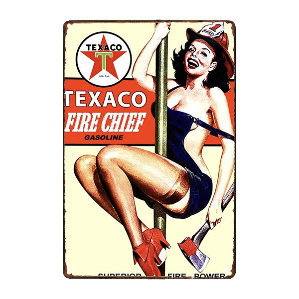 placa de metal de pin up de texaco placa de metal de pin up de texaco
