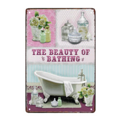placa de metal la belleza del bano